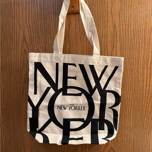 The New Yorker Double Handle Canvas Tote Bag Medium Black Ivory Recyclable